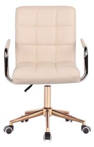 LuxuryForm Židle VERONA na zlaté podstavě s kolečky - krémová