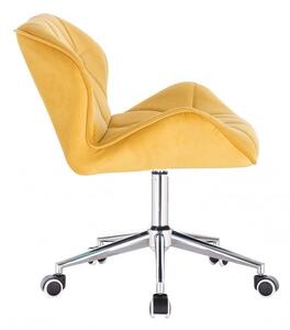 LuxuryForm Židle MILANO VELUR na stříbrné podstavě s kolečky - žlutá