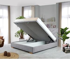 Čaluněná postel 180 x 200 s úložným prostorem šedá, alma