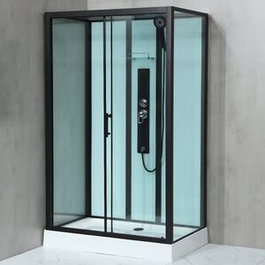 GLASS 100x80x225 Černý Masážní sprchový box obdélníkový