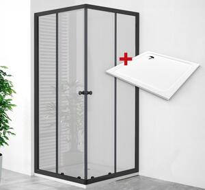 POINT Q BLACK ROCKY 80x80 Clear Čtvercový sprchový kout s mramorovou vaničkou