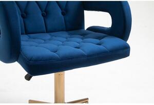 LuxuryForm Židle BOSTON VELUR na černé podstavě s kolečky - modrá