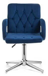 LuxuryForm Židle BOSTON VELUR na stříbrném kříži - modrá