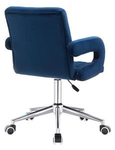 LuxuryForm Židle BOSTON VELUR na stříbrné podstavě s kolečky - modrá
