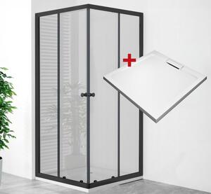 POINT Q BLACK HARD 90x90 Clear Čtvercový sprchový kout s mramorovou vaničkou