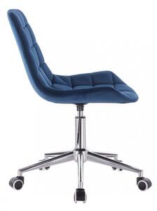 LuxuryForm Židle PARIS VELUR na stříbrné podstavě s kolečky - modrá