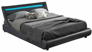 Manželská postel s RGB LED osvětlením, černá, 180x200, FELINA
