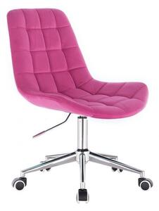 Židle PARIS VELUR na stříbrné podstavě s kolečky - růžová