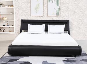 Manželská postel s RGB LED osvětlením, černá, 180x200, FELINA