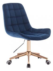 Židle PARIS VELUR na zlaté podstavě s kolečky - modrá