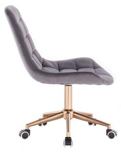 LuxuryForm Židle PARIS VELUR na zlaté podstavě s kolečky - šedá