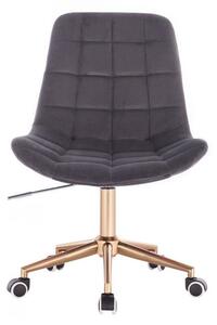 LuxuryForm Židle PARIS VELUR na zlaté podstavě s kolečky - šedá