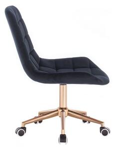 LuxuryForm Židle PARIS VELUR na zlaté podstavě s kolečky - černá