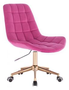Židle PARIS VELUR na zlaté podstavě s kolečky - růžová