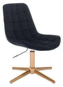 LuxuryForm DESIGN Židle PARIS VELUR na zlatém kříži - černá