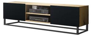 TV skříňka na kovovém podstavci Loftia Mini - Dub artisan/černý mat