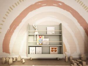 Dětský Montessori regál se 3 prostornými policemi BOOKWORM olivový