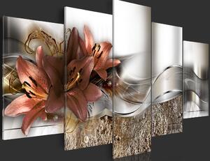 Obraz - Tmavá lilie a abstrakce 100x50