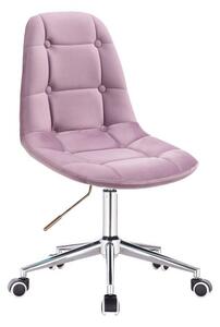 Židle SAMSON VELUR na stříbrné podstavě s kolečky - fialový vřes