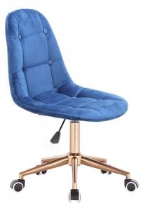 Židle SAMSON VELUR na zlaté podstavě s kolečky - modrá