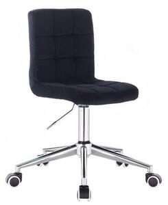 Židle TOLEDO VELUR na stříbrné podstavě s kolečky - černá