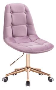 Židle SAMSON VELUR na zlaté podstavě s kolečky - fialový vřes