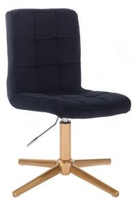 LuxuryForm Židle TOLEDO VELUR na zlatém kříži - černá