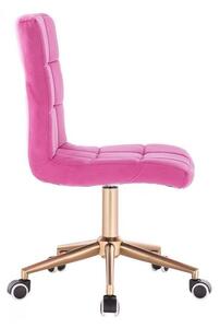Židle TOLEDO VELUR na zlaté podstavě s kolečky - růžová