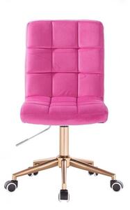 Židle TOLEDO VELUR na zlaté podstavě s kolečky - růžová