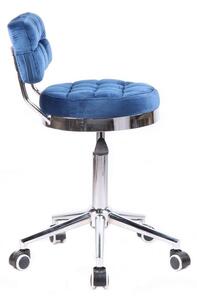 LuxuryForm Židle VIGO VELUR na stříbrné základně s kolečky - modrá