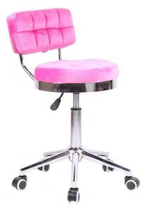 Židle VIGO VELUR na stříbrné základně s kolečky - světlá růžová