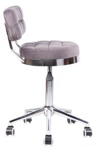 Židle VIGO VELUR na stříbrné základně s kolečky - šedá
