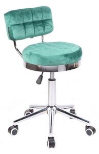 Židle VIGO VELUR na stříbrné základně s kolečky - zelená