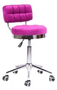 Židle VIGO VELUR na stříbrné základně s kolečky - tmavě růžová