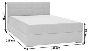 TEMPO Boxspringová postel 140x200, světle šedá, FERATA KOMFORT