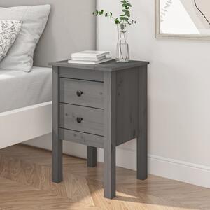 Noční stolek šedý 40 x 35 x 61,5 cm masivní borové dřevo