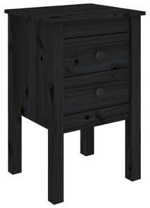 Noční stolek Černá 40 x 35 x 61,5 cm masivní borové dřevo
