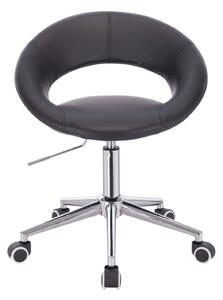 LuxuryForm Židle NAPOLI na stříbrné podstavě s kolečky - černá