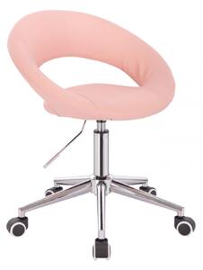 Židle NAPOLI na stříbrné podstavě s kolečky - růžová