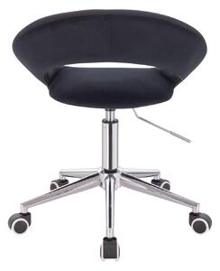 Židle NAPOLI VELUR na stříbrné podstavě s kolečky - černá
