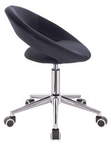 Židle NAPOLI VELUR na stříbrné podstavě s kolečky - černá