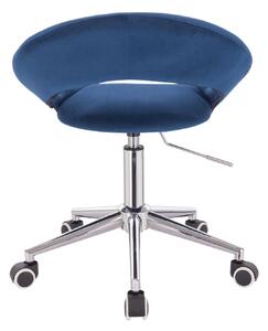 LuxuryForm Židle NAPOLI VELUR na stříbrné podstavě s kolečky - modrá