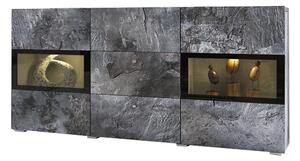 Obývací stěna Baros s komodou - tmavý beton / schiefer