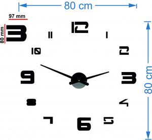 Nástěnné hodiny samolepicí velké Moderní hodiny | SENTOP 12P021 PLEXI 2D