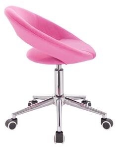 LuxuryForm Židle NAPOLI VELUR na stříbrné podstavě s kolečky - růžová
