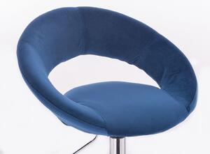 LuxuryForm Židle NAPOLI VELUR na černé podstavě s kolečky - modrá