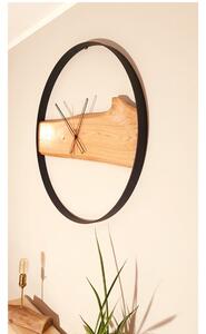 Dřevěné nástěnné hodiny KAYU 11 Dub Červený v Loft stylu - Černý - 70 cm