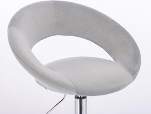 Barová židle NAPOLI VELUR na stříbrném talíři - světle šedá