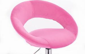 Barová židle NAPOLI VELUR na stříbrném talíři - růžová