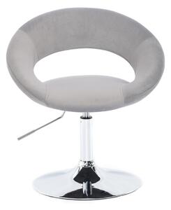 Židle NAPOLI VELUR na stříbrném talíři - světle šedá